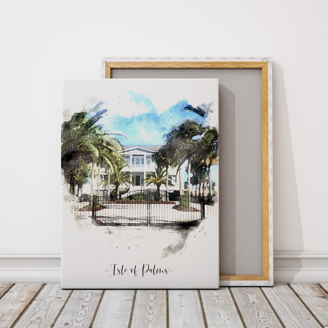 Our First Home Portrait, Watercolor Effect Art Print
