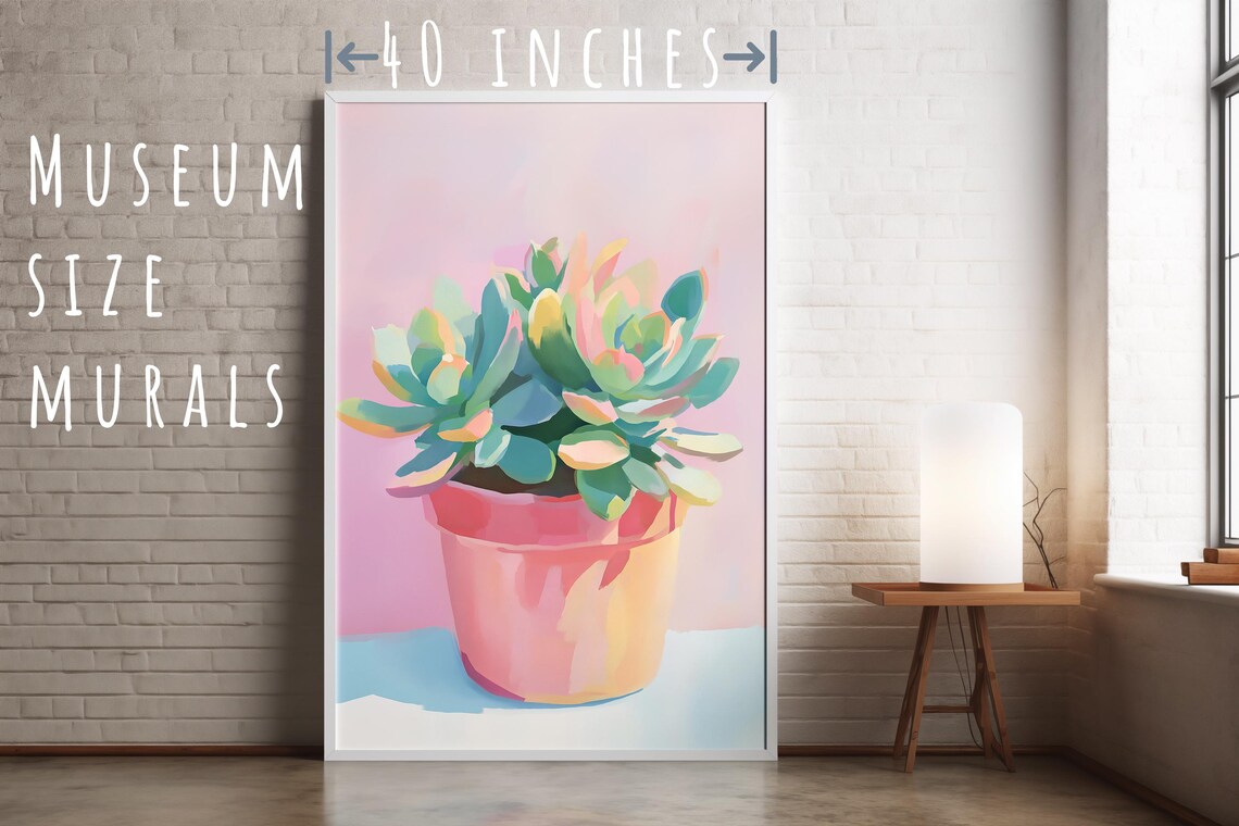 Colorful Succulent In Pink Pot Pastel Botanical Echeveria Art Print - Image 5