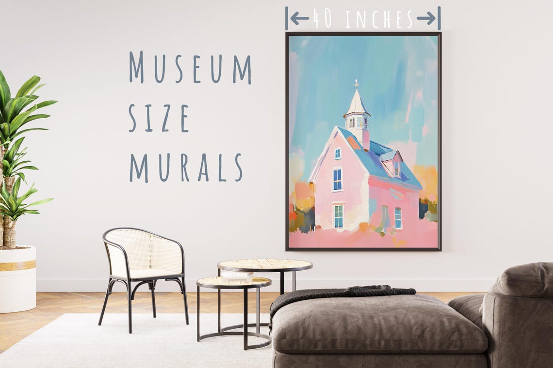 Church Painting In Soft Pastels Soft Pastel Painting Boho Church Art Colorful Church Art Pastel Bohemian Art Unique Church Decor Art - Image 5