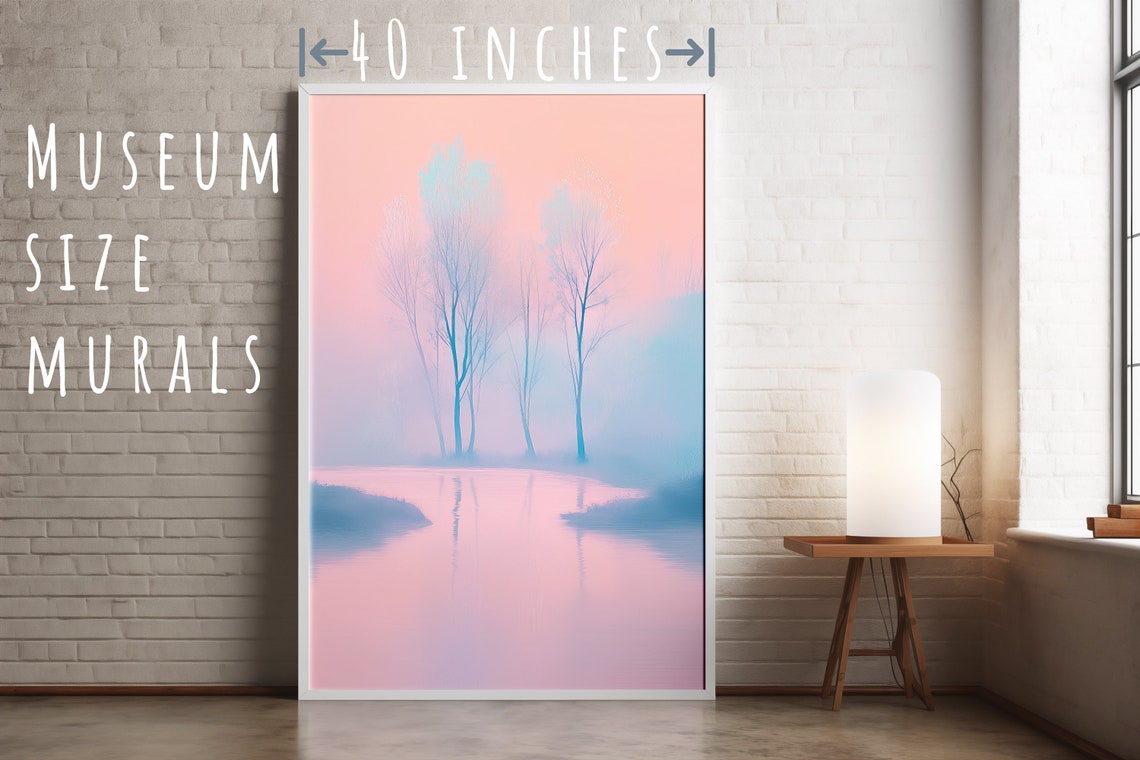 Misty Waters Calm Trees On A Lake Art Water Reflection Calming Artwork Nature Scene Artwork Peaceful Artwork Tranquil Landscape - Image 5