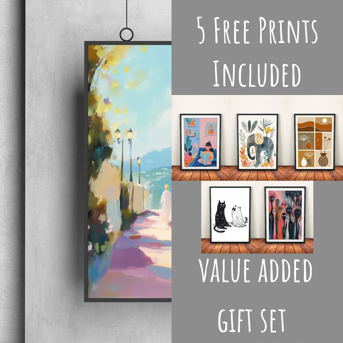 Coastal Town Street at Sunset Pastel Mediterranean Travel Poster - Image 3