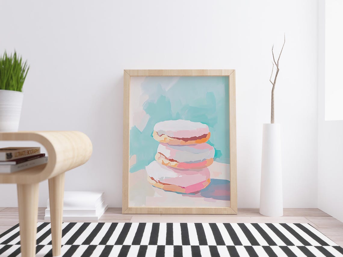 Stacked Frosted Cookies Pastel Dessert Painting Kitchen Art Poster - Image 4