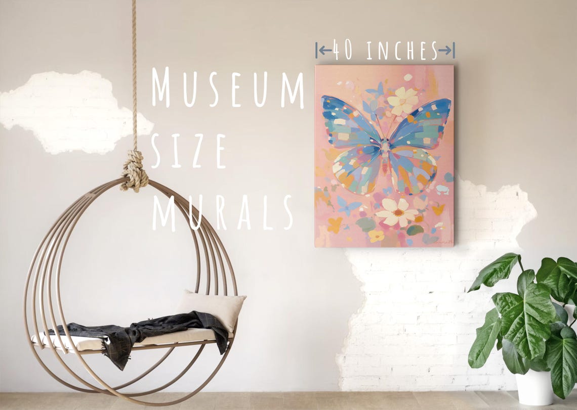 Blue Butterfly Colorful Wings Pink Floral Background Insect Art Poster - Image 5