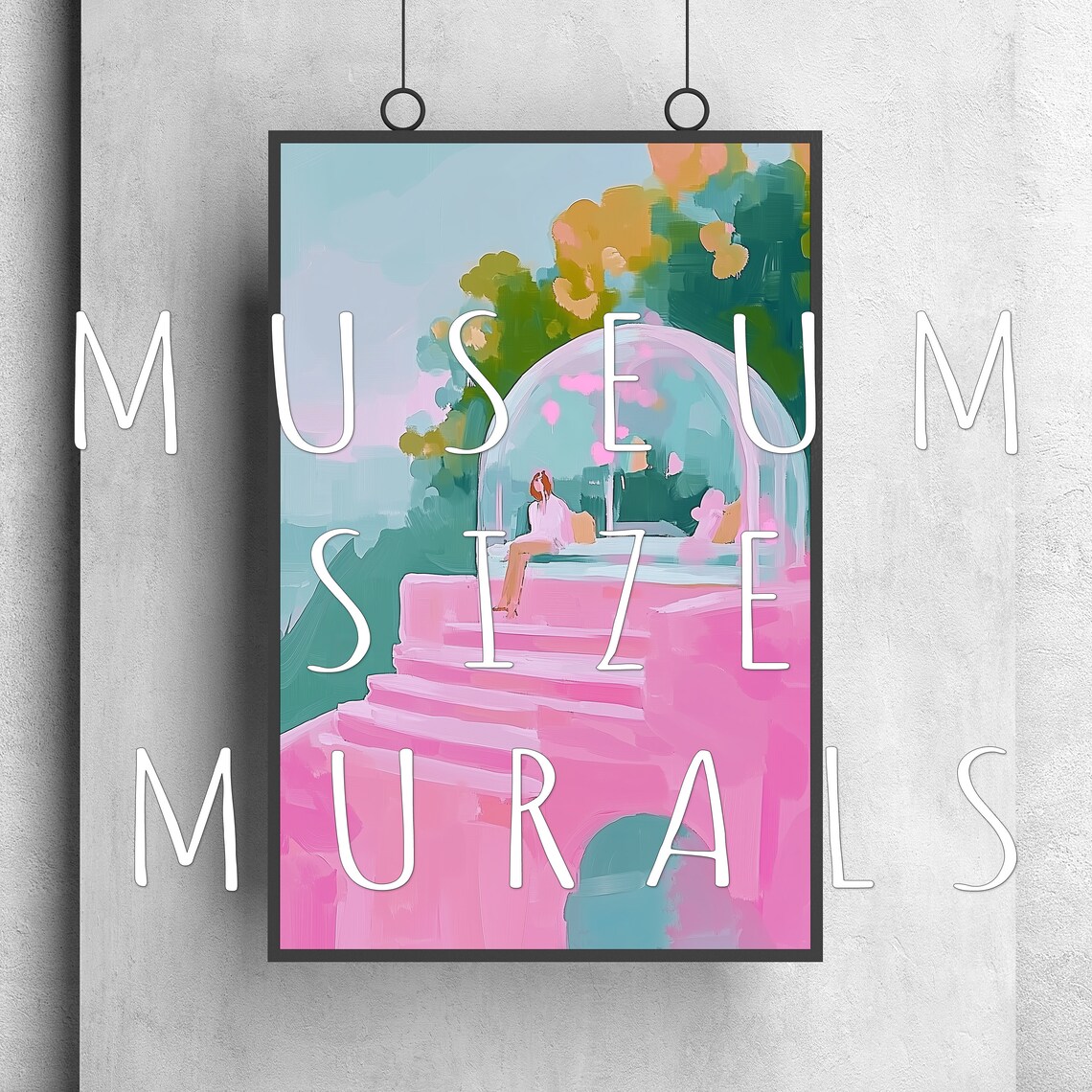 Pastel Pink Steps to Glass Dome Gazebo Dreamy Romantic Poster - Image 3