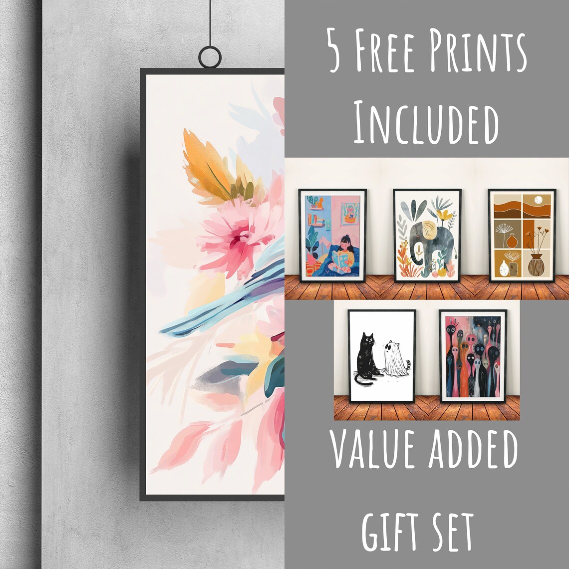 Bluebird Perched on Pink Flowers Watercolor Garden Art Poster - Image 2
