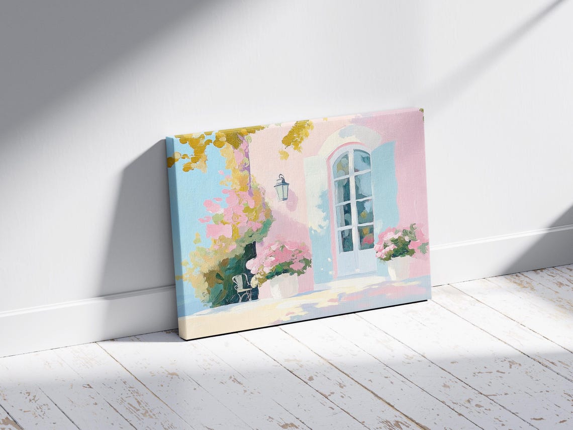 Serene French Countryside House Painting Countryside Painting French Cottage Art Idyllic Country View Quaint Village Scene Painting - Image 2