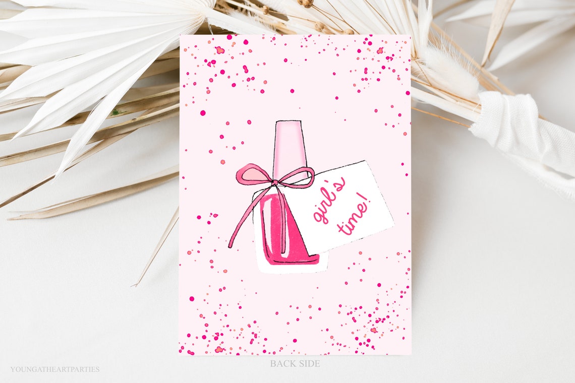 Pink Mani Pedi Spa Party Girls Birthday Invitation Editable Print - Image 5