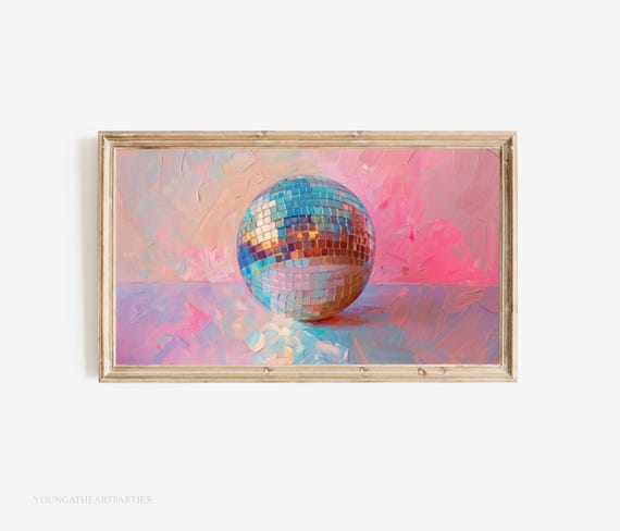 Pink Frame Tv Art Disco Ball Pastel New Years Eve Frame Tv Art File Pink Trendy Birthday Dance Party Tv Instant