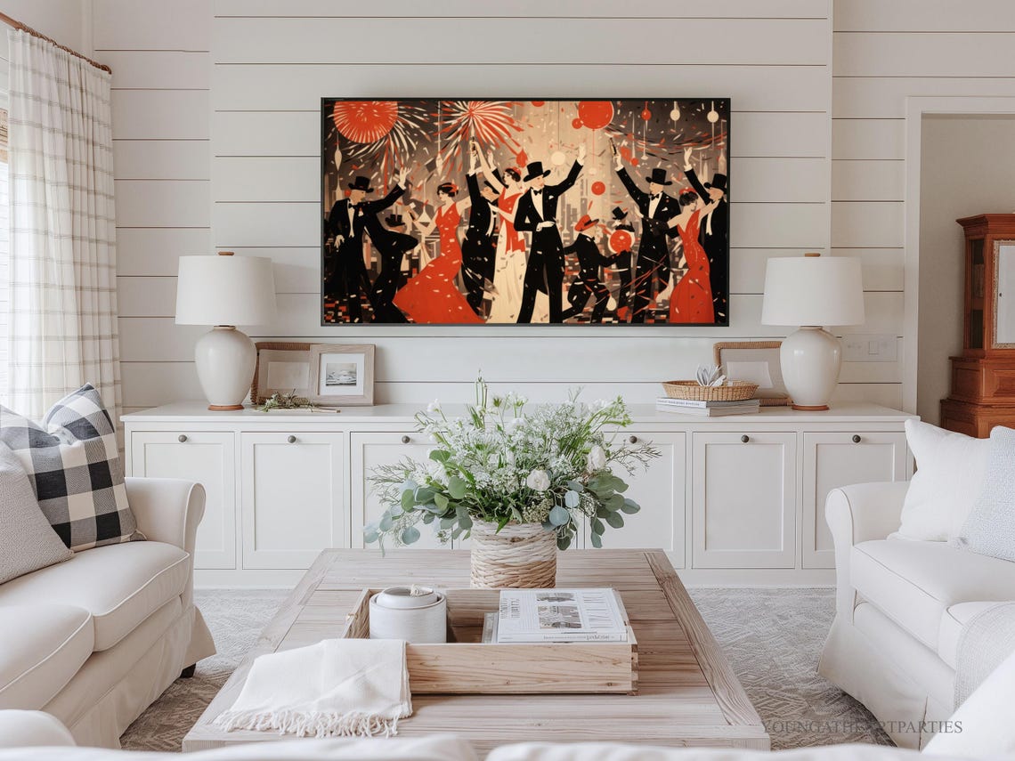 Art Decor New Years Frame Tv Art New Years Eve Art For Tv Frame 1920s Theme New Years Party Tv Art Vintage New Years Eve Art Tv - Image 3