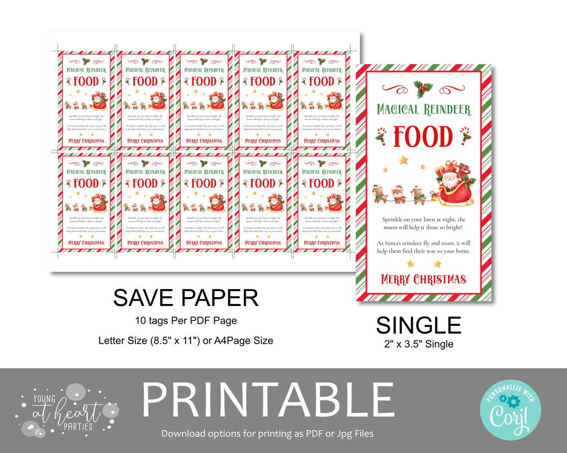 Cute Magical Reindeer Food Christmas Eve Poem Tag Card Poster - Image 2