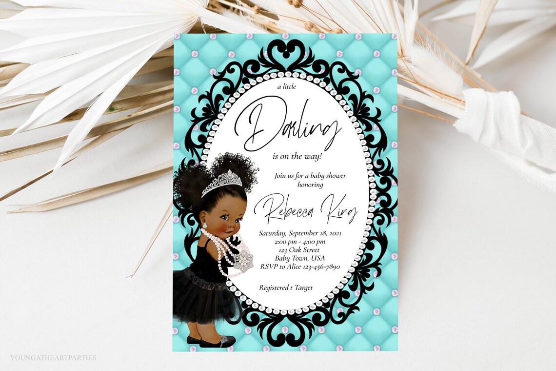 Turquoise Princess Baby Shower Invitation for Baby Girl Poster