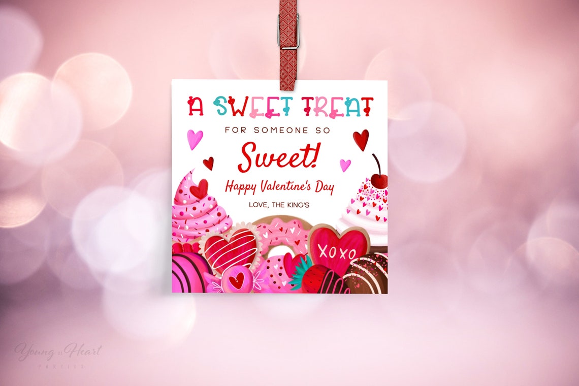 Valentines Day Sweet Treat Cupcakes Sweets Gift Tag Card Print