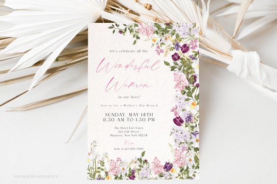 Mothers Day Invitation Template Floral Mothers Day Brunch Invite Celebrate Women In Our Life Invitation Womens Day Invitation Spbl