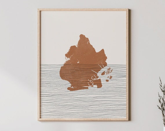 Brooklyn New York Boho Art Prints Borough Map Print City Nyc