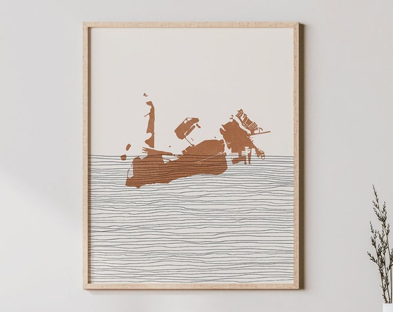 Key West Boho Travel Poster, Florida Map Art Print