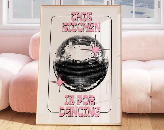 Retro Disco Art Print Groovy Kitchen Decor Retro Kitchen Wall Art Cute Apartment Decor Trendy Y2k Posters Aesthetic Funky Music Wall Art