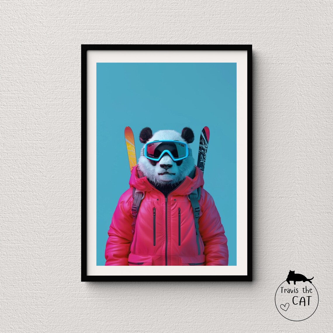 Panda Bear Skiing Print for Wildlife Enthusiasts