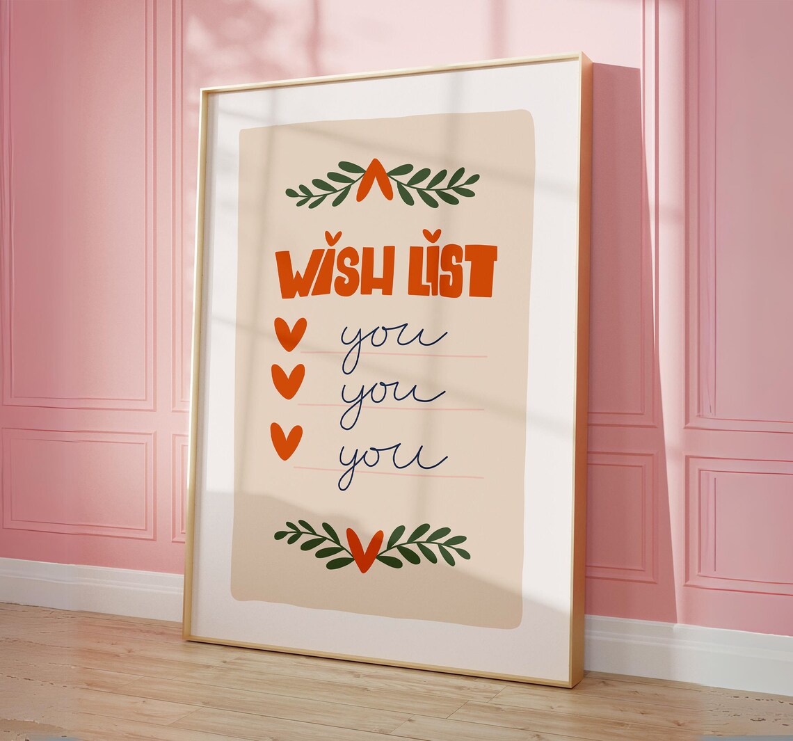Wish List You You You Heart Typography Preppy Love Quote Poster