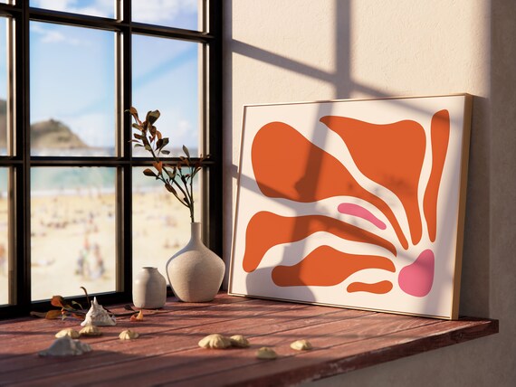 Horizontal Abstract Wall Art Orange Abstract Wall Art Flower Market Print Boho Wall Art Horizontal Matisse Print