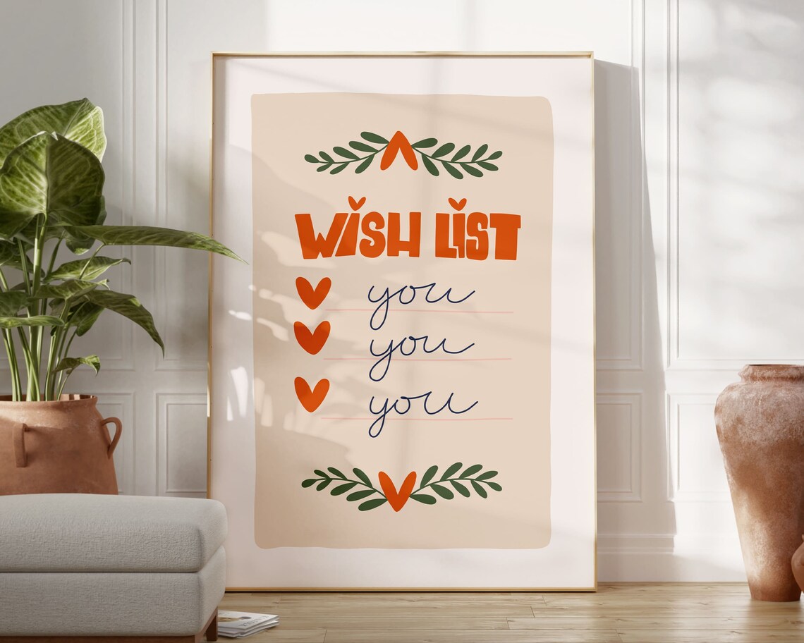 Wish List You You You Heart Typography Preppy Love Quote Poster - Image 2