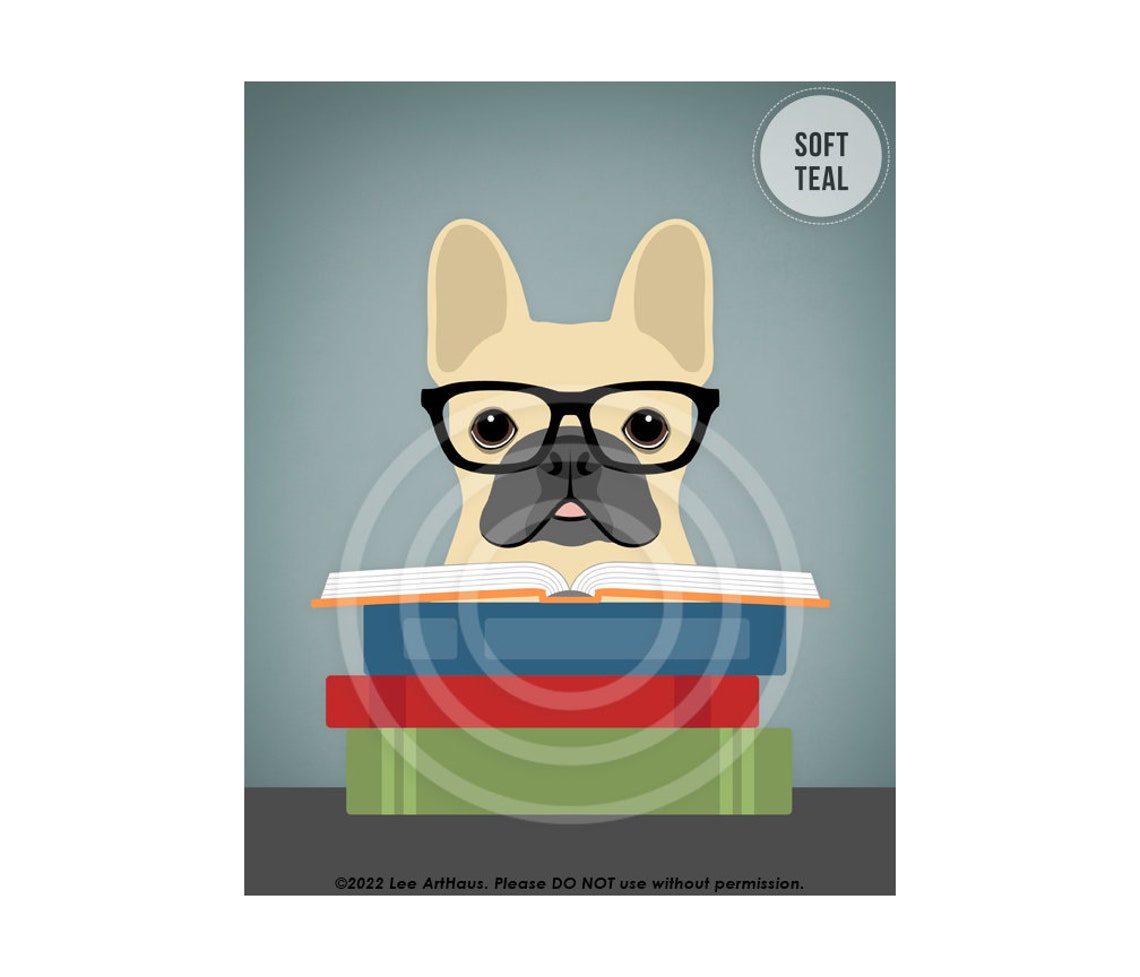 537dp Book Decor French Bulldog With Stack Of Books Wall Art Book Lover Gifts Dog Wearing Glasses Dog Gifts For Owners Cute Dog - Image 4