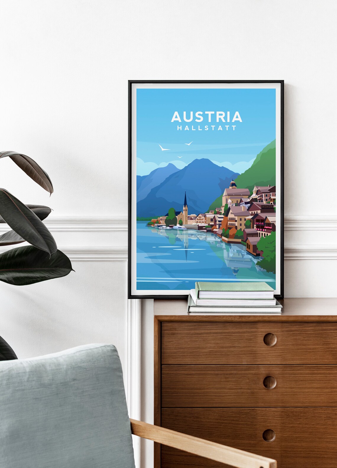 Hallstatt Travel Poster, Austrian Lake Landscape - Image 2