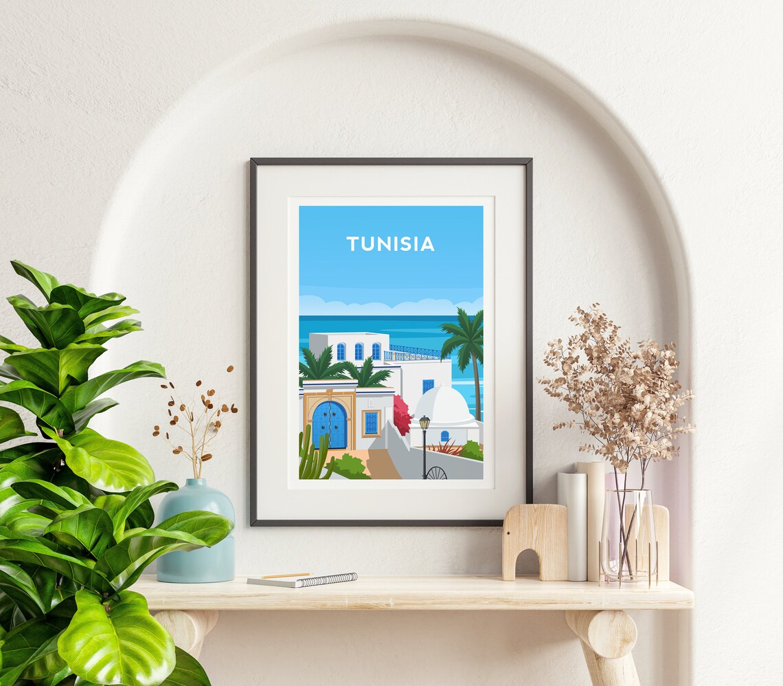 Sidi Bou Said Tunisia Travel Poster, Village Art Print - Image 2