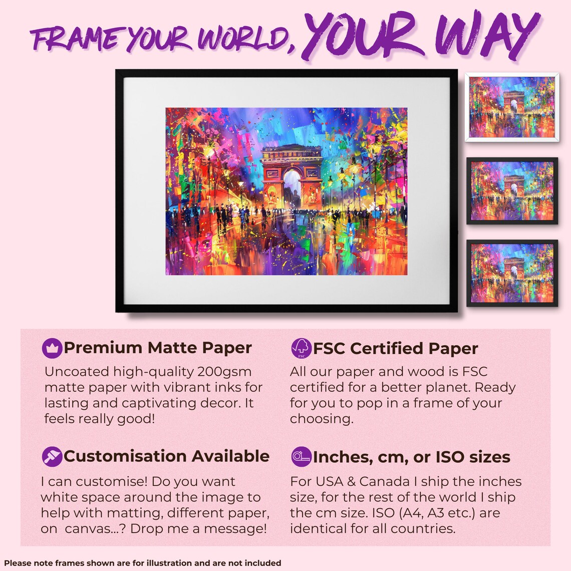 Neon Festival Arc de Triomphe Vibrant Paris Street Scene Poster - Image 2
