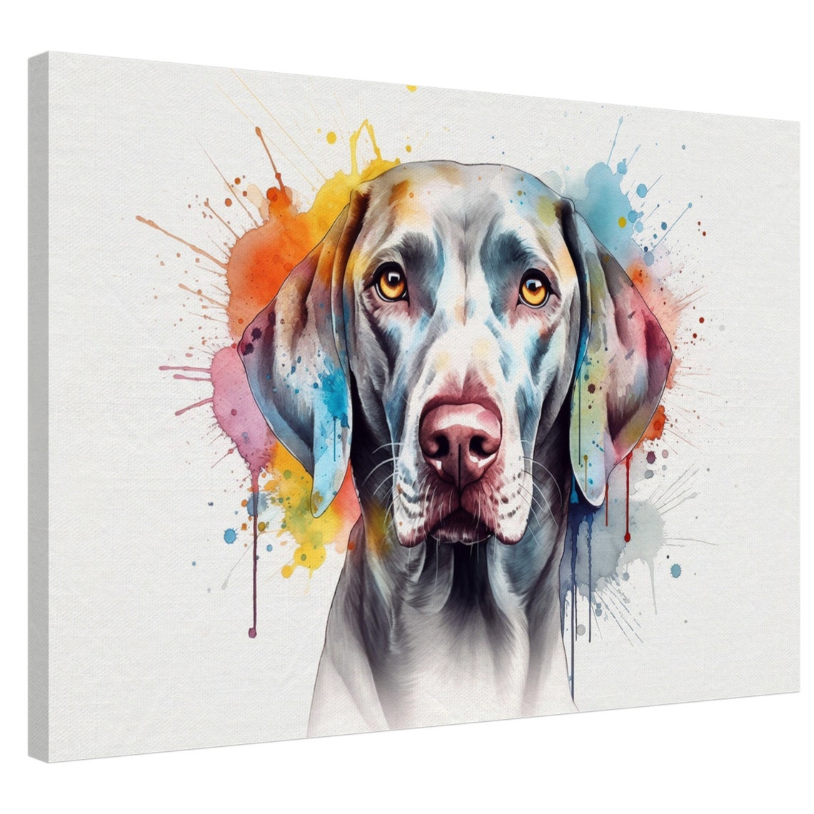 Weimaraner Portrait Pastel Paint Splash Watercolor Artwork Poster