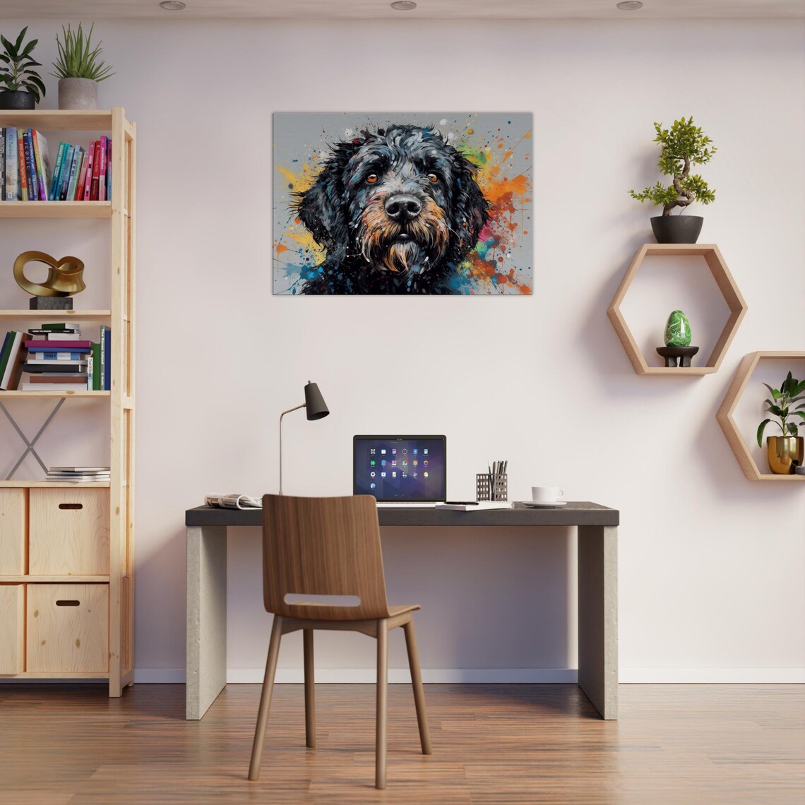 Black Labradoodle Goldendoodle Rainbow Dog Wall Art Print - Image 2