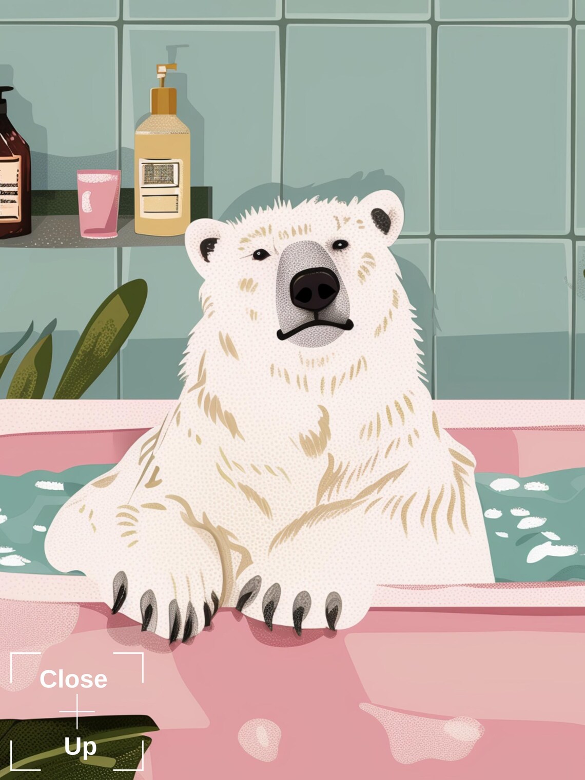 Whimsical Polar Bear Poster, Maximalist Animal Art - Image 3