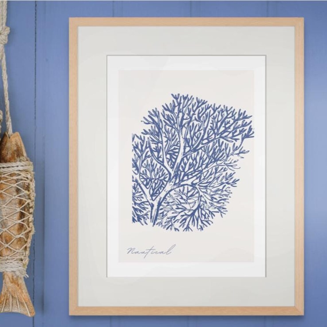 Minimalist Coral Line Drawing, Nautical Art