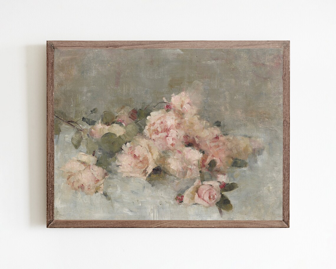 Vintage Rose Flower Art Print, Botanical Decor