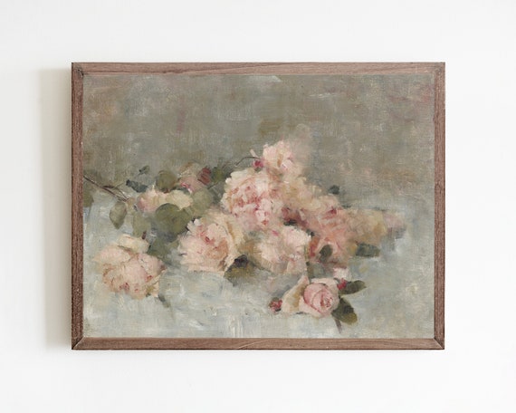 Vintage Rose Flower Art Print, Botanical Decor