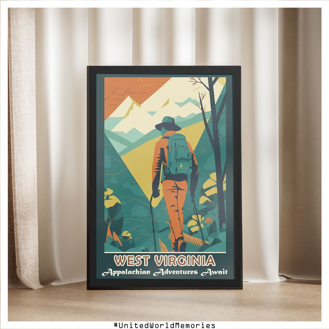 West Virginia Appalachian Trail Hiker Retro Adventure Travel Poster - Image 5
