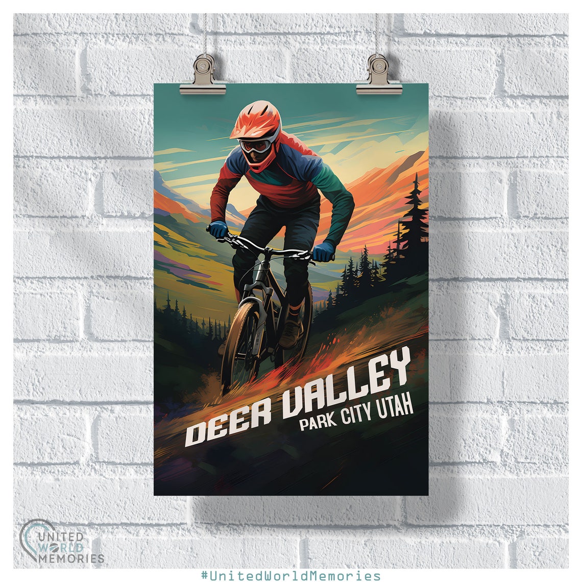 Deer Valley Park City Poster Mountain Bike Gift Utah Park City Print