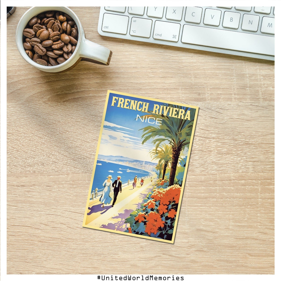 French Riviera Travel Poster Nice Promenade Des Anglais Poster France Poster French Riviera Wall Art French Riviera Gift Nice Print - Image 3