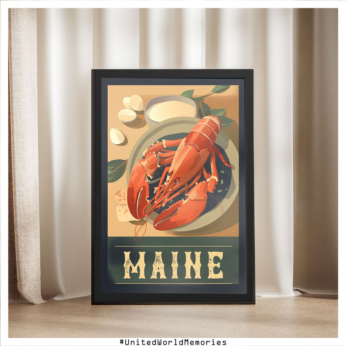 Maine Lobster Seafood Feast Vintage Coastal Kitchen Classic Poster - Image 5