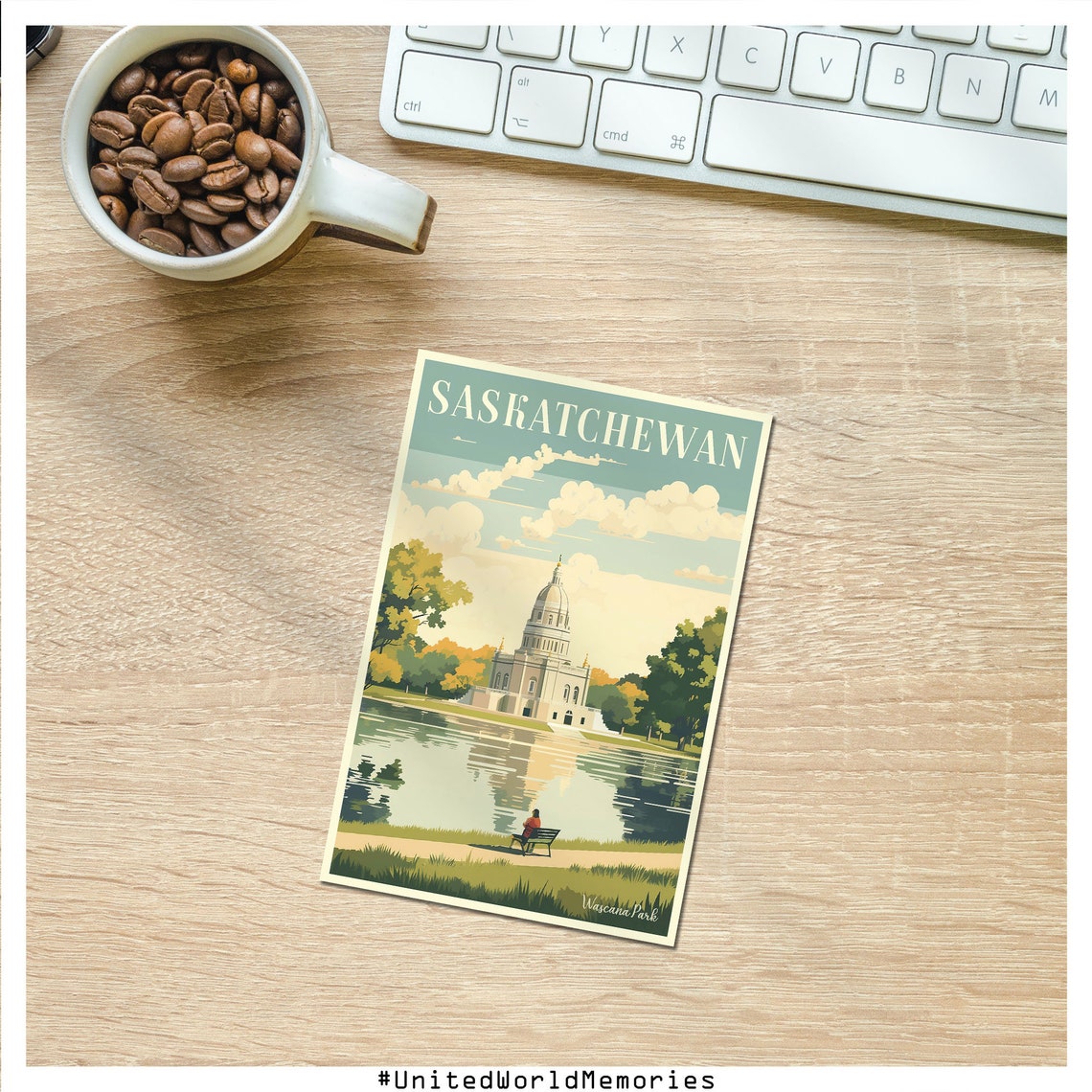 Saskatchewan Wascana Park Dome Building Lake Reflection Poster - Image 3