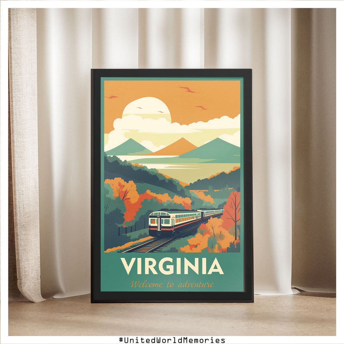 Virginia Vintage Travel Poster, State Rail Train Art Print - Image 4