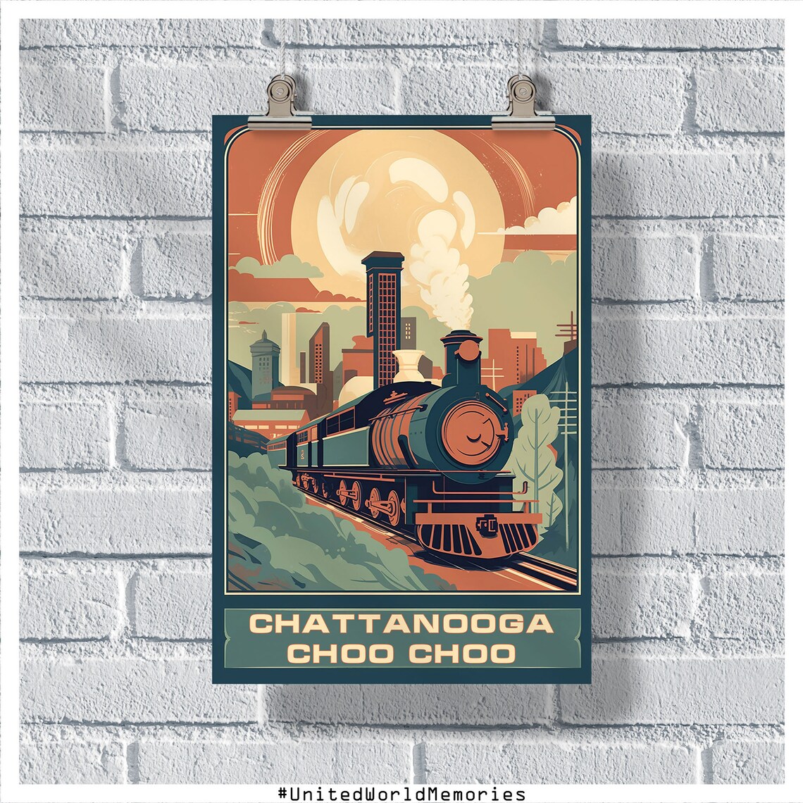 Tennessee Travel Poster, Chattanooga Choo Choo Vintage