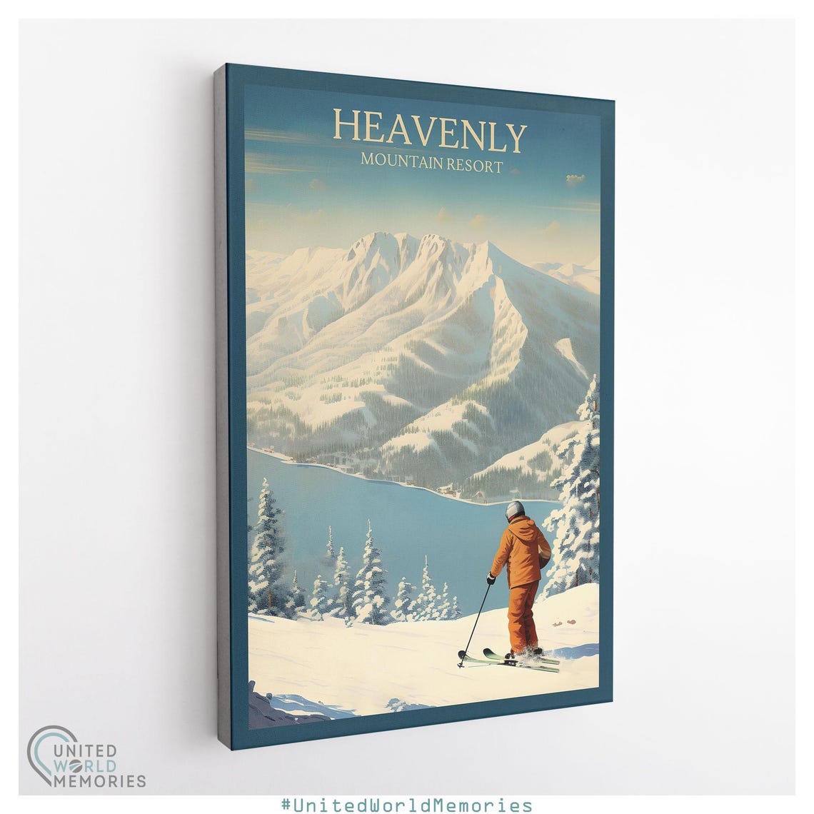 Heavenly Mountain Resort Skier Powder Slope Winter Vista Poster - Image 3