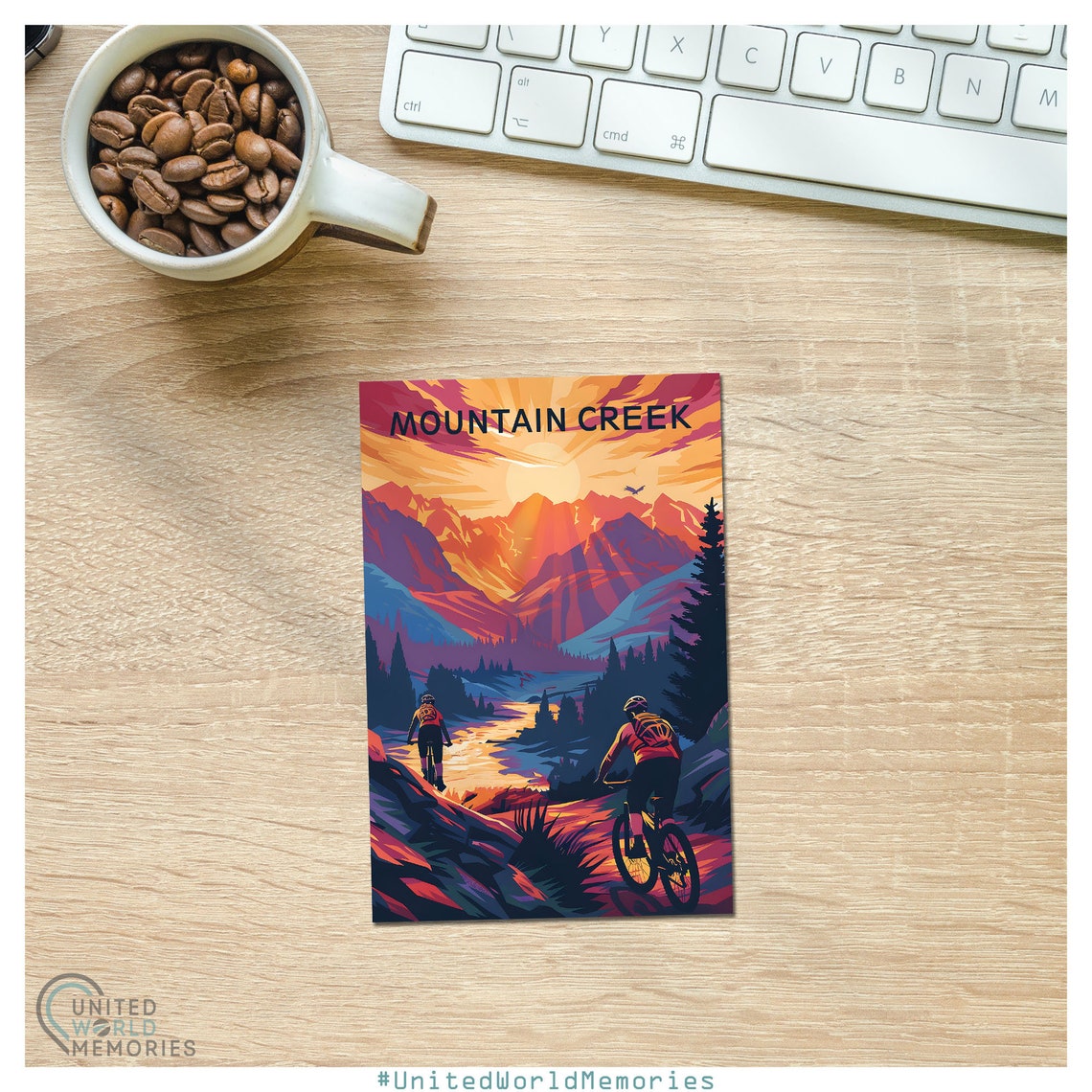 Mountain Creek Golden Sunset Mountain Bike Trail Riders Poster - Image 2