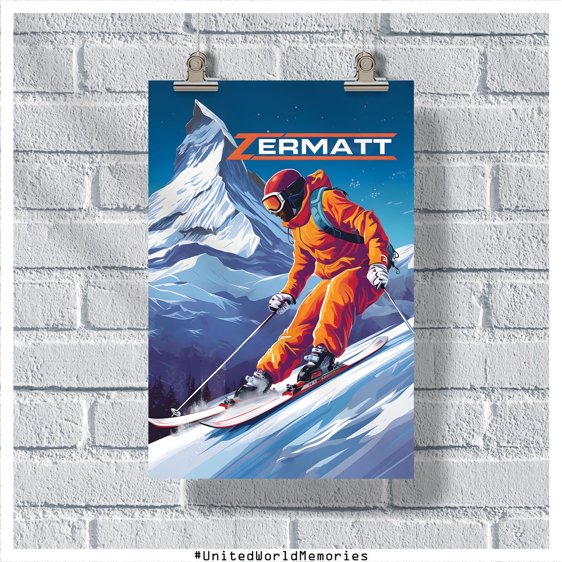 Zermatt Matterhorn Extreme Downhill Skiing Slope Thrill Poster