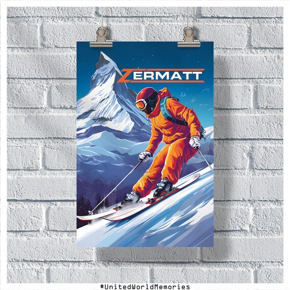Zermatt Matterhorn Extreme Downhill Skiing Slope Thrill Poster