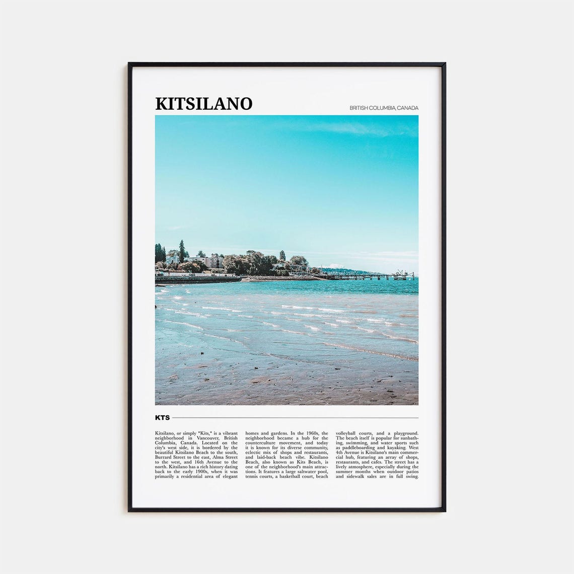 Kitsilano Vancouver Canada Beach Ocean Shoreline Travel Poster
