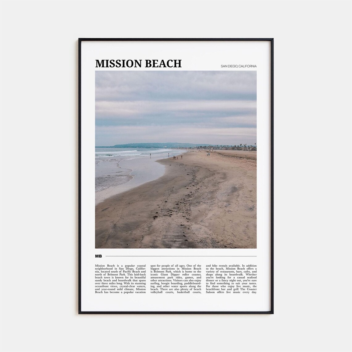 Mission Beach San Diego Boardwalk Shoreline Travel Poster Series