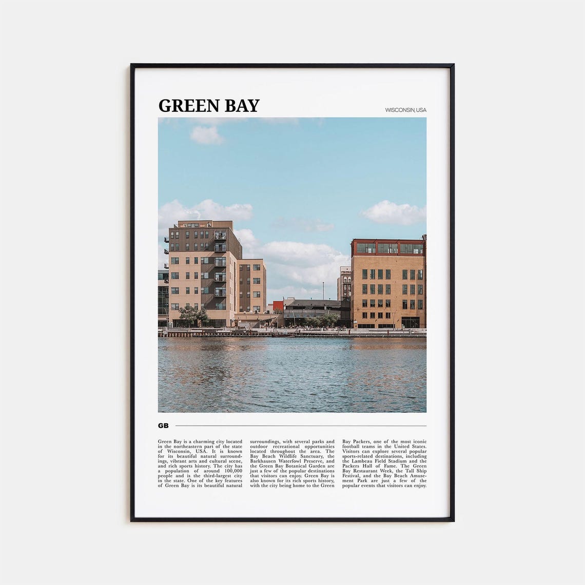 Green Bay Travel Poster Green Bay Wall Art Green Bay Poster Print Green Bay Photo Green Bay Decor Wisconsin Usa