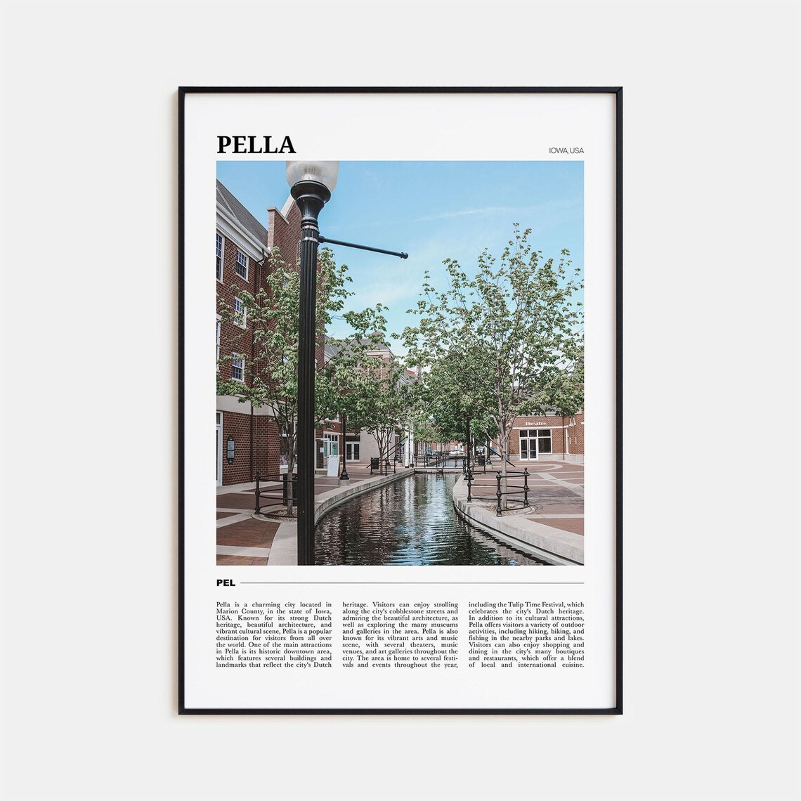 Pella Iowa Dutch Heritage Canal Street Town Travel Poster Series