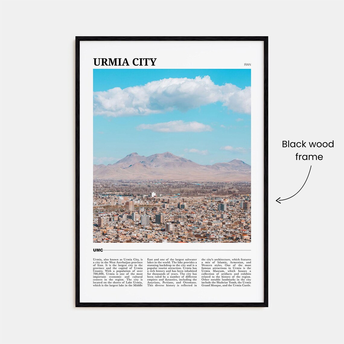 Urmia City Iran Aerial Cityscape Mountain Backdrop Scenic Poster - Image 2